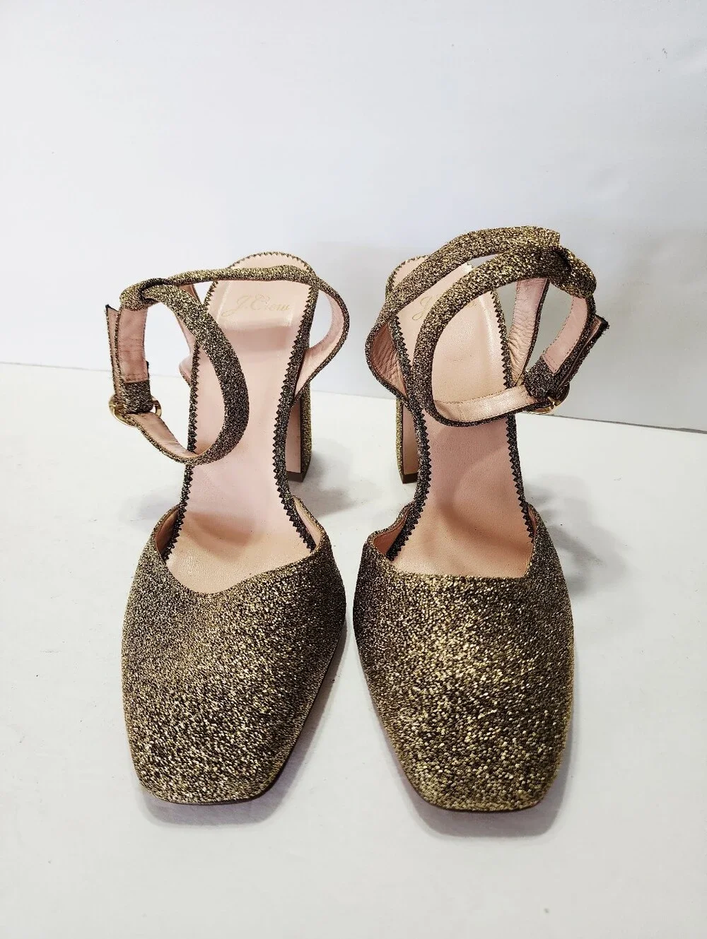 J.Crew Harlow Ankle-Strap Pumps In Magic Lurex Metallic Gold Size 10